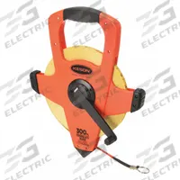 KESON Long Tape Measure: Assisted, OTRS1810300E, SAE/Engineers Scale, 300 ft, 1/8 in, Plastic, Auto. Key specifications — attr939846: OTRS1810300E; attr939849: Fiberglass; attr939859: Loop; attr939850: Double-Sided; attr939855: 1/8 in; attr944023: Tape End; attr940484: KESON; attr985224: Plastic.