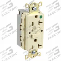 HUBBELL GFCI Receptacle: Hospital Grade Fed. Spec., Decorator Duplex, 5-20R, Ivory, GFCI, 125V AC (MPN SNAPGF83I)