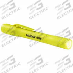 Safety-Rated Penlight: 117 lm, 2.15 hr Run Time at Max. Brightness, 24 m Max Beam, 1 Light Output (MPN 1975). Key specifications — Brand: PELICAN; Battery Requirements - Broad: Includes 2 AAA.