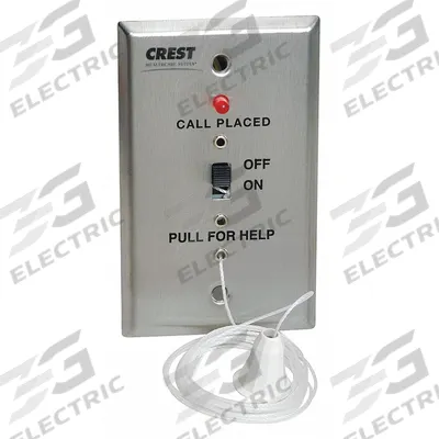 CREST HEALTHCARE SUPPLY Pullcord Bed Station: 2 3/4 in Overall Wd, 24V DC - Call Stations