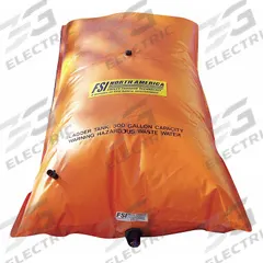 FSI Bladder Tank: 3 in x 7 ft x 8 ft, 1 1/2 in Thread Size, GHT, 300 gal Capacity, PVC (MPN F-HD300BT). Key specifications — Color: Orange; Includes: Fill/Drain Fitting Adaptor; Brand: FSI; For Use With: Decon Shower; Material: PVC; Accessory Type: Bladder.