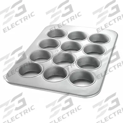 CHICAGO METALLIC Texas Size Muffin Pan: Aluminized Steel, 12 Slots, 12 7/8 in Overall Wd - Cupcake & Muffin Pans