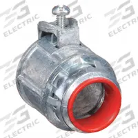 Straight Connector - Saddle Style: Zinc, 3/8 in Trade Size, 1/2 in NPT, Insulated (MPN SG38AST). Key specifications — Box Connection: 1/2 in NPT; Connection Type: Set Screw; Color: Silver; Reduction Size: 1/2 in to 3/8 in; Connection Orientation: Straight; Cable Clamping Method: Saddle; Material: Zinc; Insulated: Yes.