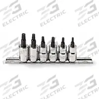 PROTO Socket Bit Set: 1 - 25 Pieces, 3/8 in Drive Size, 6 Pieces, T15 to T40 Tip Size Range, Metric (MPN J5238C). Key specifications — attr1216280: Fixed Insert; attr1216283: PROTO; attr1225718: T15 to T40; attr1227491: 3/8 in.
