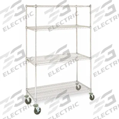 INSTOCK Metal Shelving: 48 in x 24 in x 79 in, Dry/Harsh/Wet, Split Sleeve, 4 Shelves - Corrosion-Resistant Mobile Wire Shelving for Harsh Environments
