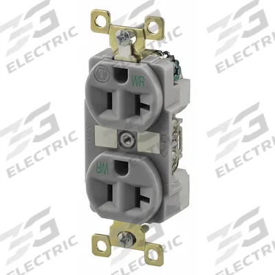BRYANT Receptacle: Duplex, 5-20, Gray, 125V AC, 20 A, 2 Pole / 3 Wire (MPN BRY5362GRYWR) - General Purpose Receptacles