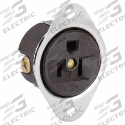 HUBBELL Flanged Receptacle: Single, 5-15, Brown, 125V AC, 15 A, 2 Pole / 3 Wire (MPN HBL5256) - General Purpose Receptacles