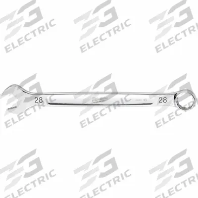 MILWAUKEE Combination Wrench: Steel, Chrome, 28 mm Head Size, 14 3/8 in Overall Lg - Metric 12-Point Combination Wrenches