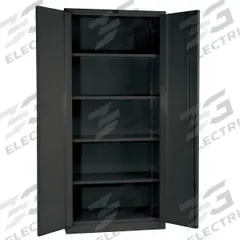 HALLOWELL Storage Cabinet: 60 in x 24 in x 78 in, Swing Handle & Padlock Hasp, 14 ga Panel Thick (MPN HWG4SC0478-4CL). Key specifications — Cabinet Color: Dark Gray; Method of Construction: Welded; Base Type: Frame; Assembled: Assembled; Mobility: Stationary; Adjustable Shelves: Adjustable; Cabinet Finish: Powder Coated; Cabinet Material: Galvannealed Steel.