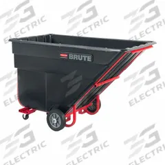 RUBBERMAID COMMERCIAL PRODUCTS Tilt Truck: 67.5 cu ft, 2,300 lb, 81 1/2 in L x 55 1/2 in W x 50 in H (MPN FG104600BLA). Key specifications — Color: Black; Brand: RUBBERMAID COMMERCIAL PRODUCTS; Caster/Wheel Configuration: (2) Swivel.