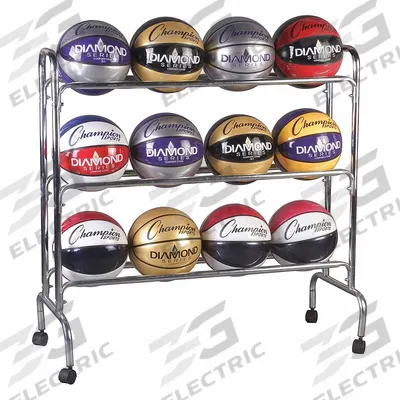 CHAMPION SPORTS Ball Rack: 41 in Overall Lg, 17 in Overall Wd, 41 in Overall Ht, Steel - Equipment Racks