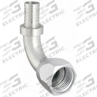 AEROQUIP Hydraulic Crimp Fitting: Steel x Steel, 90° Elbow, -12 For Hose Dash Size, JIC x Crimp (MPN FC8780-1212S). Key specifications — Fitting Gender: Female x Genderless; Fitting Connection Type: JIC x Crimp; Thread Size: 1-1/16"-12; For Hose Dash Size: -12; Brand: AEROQUIP.