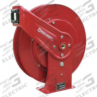 REELCRAFT Spring Return Hose Reel: 50 ft (1/2 in I.D.), 500 psi Max Op Pressure, Nickel Plated Steel - Standard Air or Water Spring-Return Hose Reels
