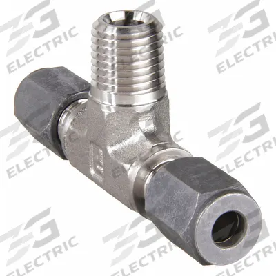 PARKER Compression Tee Fitting: 1/4 in OD x 1/4 in OD x 1/4 in Pipe size, Stainless Steel - Flareless Bite-Type Stainless Steel Compression Fittings