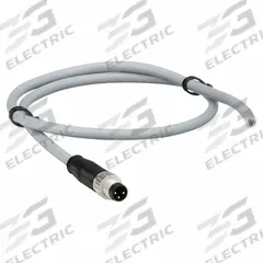 Cordset: M8 Male Straight X Bare Wire, 4 Pins, Gray, PVC, 1 m Cable Lg, 0.25 sq mm Wire Size (MPN 21348000481010). Key specifications — Cable Jacket Color: Gray; End 1 Mounting Orientation: Straight; End 1 Gender: Male; End 1 Connection Type: M8; Cable Jacket Material: PVC; Brand: HARTING; IP Rating: IP67; End 2 Connection Type: Bare Wire.