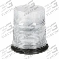 GROTE Flashing Beacon: Flashing Beacon, White, 6 3/8 in Overall Wd, 6 11/16 in Overall Ht, LED (MPN 78061). Key specifications — Operating Voltage: 12 to 24V DC; Number of Flash Patterns: 26; Electrical Connection: Blunt Cut Wires; Mount Type: Pipe; Brand: GROTE; Shape: Round; Lighting SAE Class Rating: SAE Class 2.