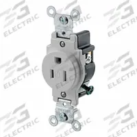 LEVITON Plugs and Receptacles: Single, 5-15, Gray, 125V AC, 15 A, 2 Pole / 3 Wire (MPN T5015-GY)