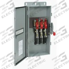 EATON Safety Switch: Fusible, 200 A, Three Phase, 600V AC, Galvanized Steel, Indoor (MPN DH364FGK). Key specifications — Brand: EATON.