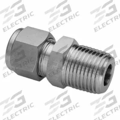HAM-LET Compression Fitting Adapter: 1/8 in OD x 1/4 in Pipe Fitting Size - Double-Ferrule Stainless Steel Fittings
