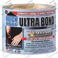 Roof Repair Tape: 4 in W, 25 ft L, 30 mil Thick, Black, Thermoplastic Polyolefin (MPN UBB425). Key specifications — UV Protected Material: Yes; Color: Black; Brand: COFAIR; Compatible Surface Material: Metal; Material: Thermoplastic Polyolefin.