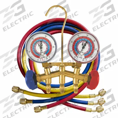 JB INDUSTRIES Manifold Gauge: 2 Valves, 3 Hoses, Series M2, 2 1/2 in Gauge - Analog Manifolds
