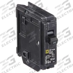 SQUARE D Miniature Circuit Breaker: 20 A, 120V AC, Single Phase, 10kA at 120V AC, 1 Poles, Std (MPN HOM120). Key specifications — Phase: Single; Amps: 20 A; AC Voltage Rating: 120V AC; Max. AIR Rating: 10kA at 120V AC; For Use With: Homeline Load Center; Brand: SQUARE D.