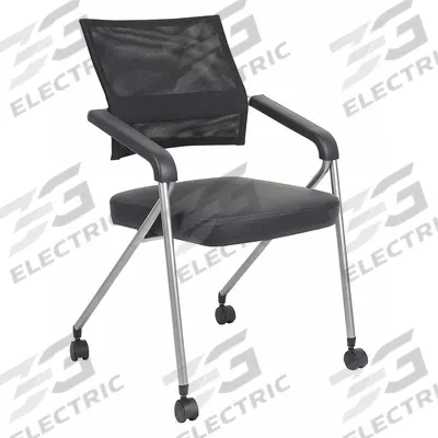 APPROVED VENDOR Office Chair: Black, Vinyl & Mesh Material, 14 1/2 in Back Ht - Fixed-Arm Office Chairs