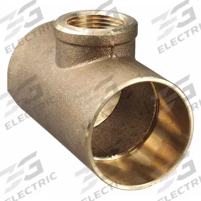 NIBCO Sweat Fitting Tee: 2 in CTS x 2 in CTS x 3/4 in Pipe, Cup x Cup x FNPT - Low-Lead Cast Copper & Bronze Tube Fittings