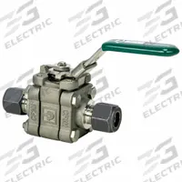 PARKER Manual Two-Way Ball Valve: 1/4 in, 316 Stainless Steel, Straight, Sweat x Sweat, Three-Piece (MPN 4A-SWB4L-RT-T-SS-LD-GR). Key specifications — Brand: PARKER; Handle: Locking Lever.