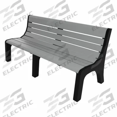 ULTRASITE Outdoor Bench: Newport, 72 in Overall Lg, 33 3/8 in Overall Ht, Gray, Black - Vandal Resistant Resinwood Benches