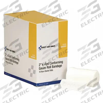 FIRST AID ONLY Gauze Roll: 4 yd Dressing Lg, 2 in Dressing Wd, Gauze - Conforming Gauze Bandages