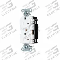 HUBBELL Receptacle: Duplex, 5-20, White, 125V AC, 20 A, 2 Pole / 3 Wire (MPN 5352STW)