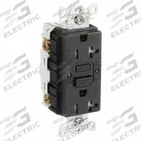 HUBBELL GFCI Receptacle: Duplex, 5-20, Black, GFCI, 125V AC, 20 A, 2 Pole / 3 Wire (MPN GFRTW20BLK)