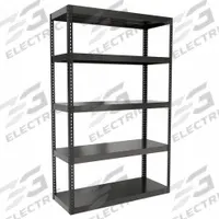HALLOWELL Boltless Shelving: Standalone, Extra-Heavy-Duty, 60 in x 24 in, 96 in Overall Ht, Steel (MPN HCR602496-5ME). Key specifications — Finish: Powder Coated; Maximum Post Load Capacity: 6,000 lb with Beams Evenly Spaced at 21 in; Decking Material: Steel; Color: Black; Beam Profile: Angle; Brand: HALLOWELL; Side Panel: Open.