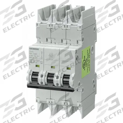 Siemens Miniature Circuit Breaker: 0.5 A Amps, 60V DC, 10 kA, Screw Clamp - C-Curve, 3-Pole UL489 DIN Rail-Mount Miniature Circuit Breakers
