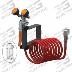 GUARDIAN EQUIPMENT Dual Head Drench Hose: Std, Eyes Coverage, Nylon Hose, 12 ft Hose Lg, NPT, Female (MPN G5046BP). Key specifications — Activation: Squeeze Handle; Hose Material: Nylon; Brand: GUARDIAN EQUIPMENT.