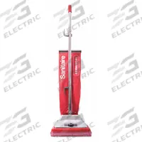 SANITAIRE Upright Vacuum Cleaner: 12 in Cleaning Path Wd, 145 cfm Air Flow, 15.8 lb Wt, Std, Bag (MPN SC886G). Key specifications — Color: Red; Vacuum Motor Type: Brushed; Includes Onboard Hose: Onboard Hose Not Included; Head Height Adjustment: 6-Position; Brand: SANITAIRE; Includes: Removable Fan Chamber; Independent Brush Motor: No; Broad Combined Bag/Bagless & HEPA: Standard Bag Vacuum.