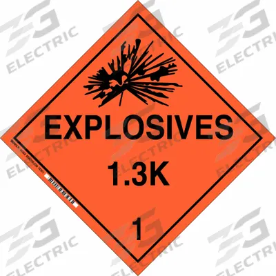 BRADY Container Placard: Explosives 1.3 K 1, 10 3/4 in x 10 3/4 in, 10 3/4 in Label Ht - Class 1: Explosives