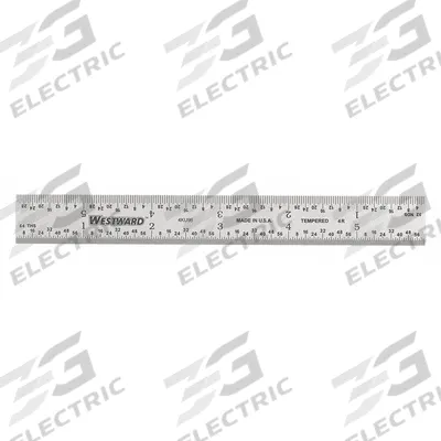 WESTWARD Rigid Rule: 4KU96, 6 in, 0.04 in Thick, 1/64 in, Chrome, Black, Rigid, Square Edge - Steel Rulers