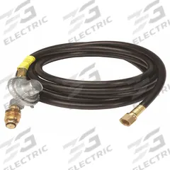 MR. HEATER Portable Gas Heater Hose and Regulator Assembly: Hose and Regulator Assembly (MPN F273072). Key specifications — Brand: MR. HEATER; Includes: Solid Brass Fittings; Compatible with Product Type: Low Pressure Appliances with 3/8 in Male Flare Connection; Hose and Regulator Type: Hose and Regulator Assembly.