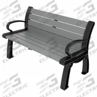 ULTRASITE Heritage Outdoor Bench: Heritage, 48 in Overall Lg, 30 in Overall Ht, Gray, Black (MPN PB 4GRABFHER). Key specifications — Manufacturer Part Number: PB 4GRABFHER; Brand: ULTRASITE; Frame Color: Black; Product Type: Outdoor Bench; Seat Color: Gray; Series: Heritage.
