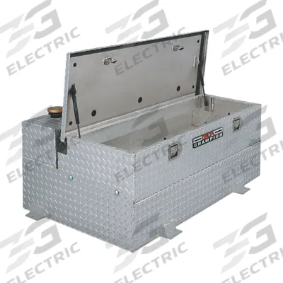 CRESCENT JOBOX Transfer Tank: Silver, L-Shape, 74 gal Capacity, Aluminum, 0.125 ga Thick - L-Shaped Combo Liquid Transfer Tank & Truck Box