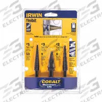 IRWIN Step Drill Bit Set: 3 Pc, 1/8" to 3/4", Black Oxide Cobalt, 135° Point (MPN 10502cb). Key specifications — attr1239053: Not Impact Rated.
