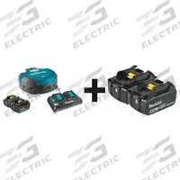 MAKITA Robotic Vacuum Cleaner Kit: 18 7/8 in Cleaning Path Wd, 5/8 gal Vacuum Capacity, Std, 18V DC (MPN DRC200PT + BL1850B-2). Key specifications — Brand: MAKITA; Includes Battery: Yes; Includes: Wireless Remote Control; Voltage: 18V DC.