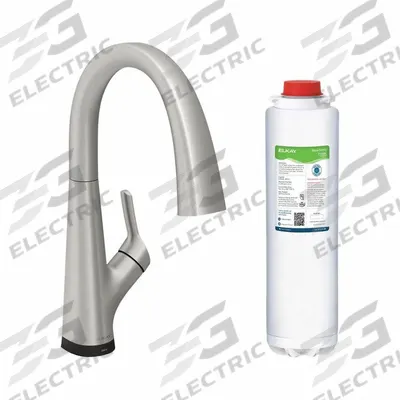 ELKAY Faucet: Brass, Single-Post, Deck, 1 Mounting Holes, 1.5 gpm Flow Rate, Lustrous Steel - Single-Post Kitchen Faucets