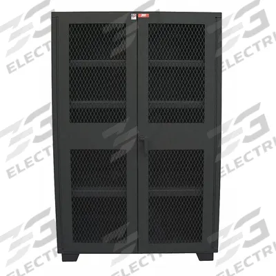 JAMCO Storage Cabinet: 48 in x 24 in x 78 in, 4 Adj Shelves, Swing Handle & Padlock Hasp - Industrial Ventilated Shelf Cabinets