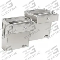 ELKAY Bi-Level Drinking Fountain: On-Wall, 27 1/8 in Ht, 18 5/8 in Dp, 36 5/16 in Overall Wd, Gray (MPN VRCTLR8SC). Key specifications — attr1323452: Gray; attr1323485: ELKAY; attr1323424: Vandal Resistant; attr1323425: Stainless Steel; attr1323462: Refrigerated.