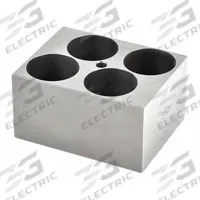 OHAUS Modular Block: Anodized Aluminum, 1 7/8 in Overall Wd, 2 3/4 in Overall Lg, 4 Wells (MPN 30400167). Key specifications — Product Type: Dry Bath Block; Includes Thermometer Well: Yes; Material: Anodized Aluminum; Brand: OHAUS.
