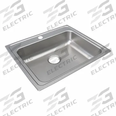 JUST MANUFACTURING Bowl Drop-In Sink: 25 in Overall Lg, 21 1/4 in Overall Wd, 5 in Bowl Dp - One-Bowl Counter-Mounted Kitchen & Bar Sinks without Faucets