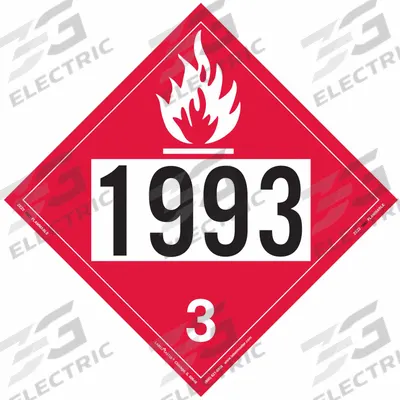 LABELMASTER Flammable Liquid Placard: 1993, 10 3/4 in x 10 3/4 in, 10 3/4 in Label Ht - Class 3: Flammable Liquids